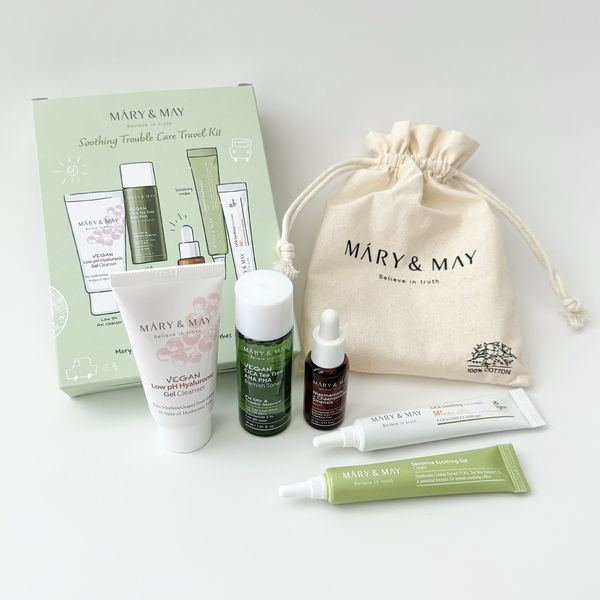 Набір мініатюр Mary&May Soothing Trouble Care Travel Kit (Toner+Serum+Cream+Suncream+Gel cleanser) li-82453 фото