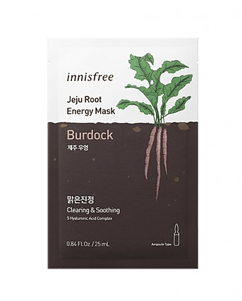 Innisfree Jeju Root Energy Mask 25ml * 1ea #Burdock. Очищаюча та заспокійлива тканинна маска з екстр li-5817 фото