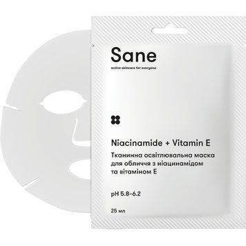 Тканевая осветляющая маска для лица с ниацинамидом и витамином Е Sane 25 мл sa-31561 фото
