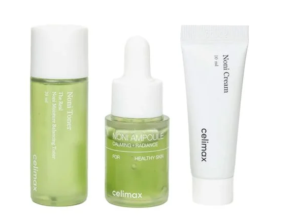 Набір мініатюр з ноні Celimax The Real Noni Starter Kit (toner/20ml + ampoule/10ml + f/cream/10ml) na-82349 фото