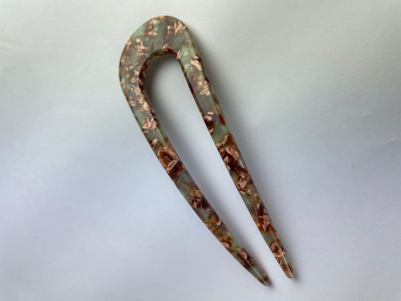 Заколка для волос France hair clip U-shaped Marble- Blue 11cm dl-66616 фото