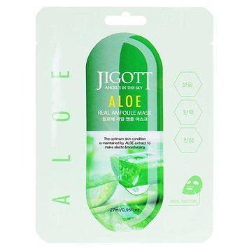 Ампульная маска из алоэ JIGOTT ALOE REAL AMPOULE MASK 27ml tk-8632 фото