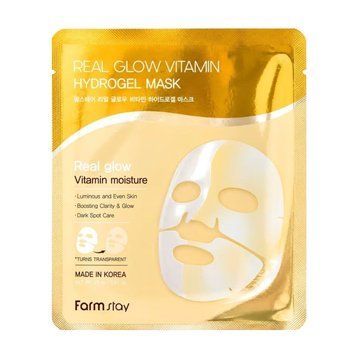 Гідрогелева маска з вітамінами для сяйва шкіри Farmstay Real Glow Vitamin Hydrogel Mask 34 г fa-32191 фото