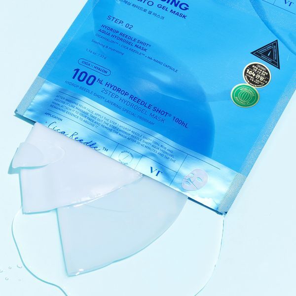 Двоетапна гідрогелева маска для обличчя VT COSMETICS (1EA) HYDROP REEDLE SHOT&reg; 100hL 2STEP HYDROGEL tk-07379 фото