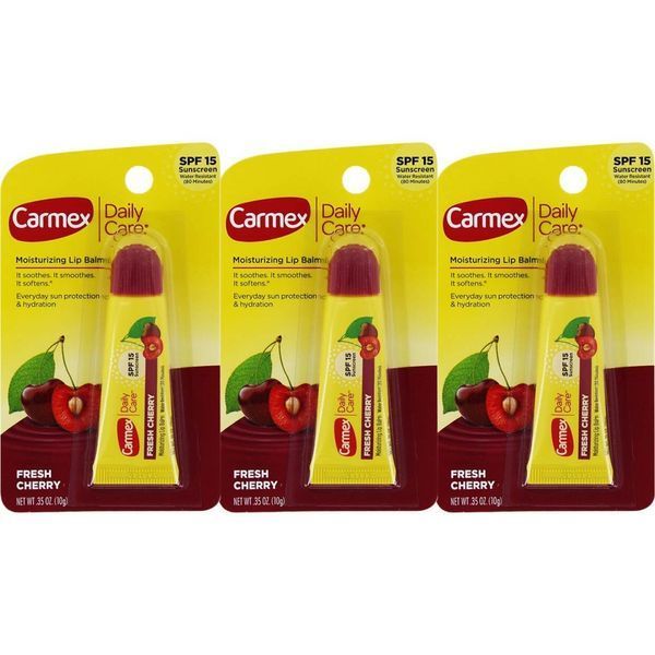 Бальзам лечебный с вишневым вкусом для губ Carmex Daily Care Lip Balm SPF 15 Cherry Tube 10g uh-4685 фото