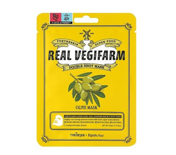 Тканевая маска FORTHESKIN SUPER FOOD REAL VEGIFARM DOUBLE SHOT MASK-OLIVE 23ml tk-50591 фото