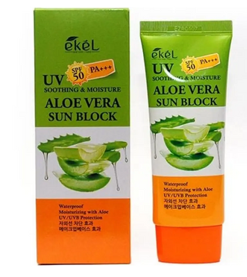 Сонцезахисний крем з алоє EKEL Soothing & Moisture Aloe Vera Sun Block 70ml so-71741 фото