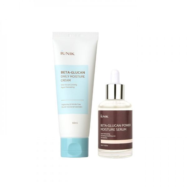 Набір для обличчя з бета-глюканом iUNIK Beta Glucan Edition Skincare Set cream 60ml +serum 15ml mi-10697 фото