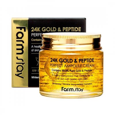 Крем Антивіковий З Колоїдним Золотом І Пептидами FarmStay 24K Gold Peptide Perfect Ampoule Cream 80ml au-2221 фото