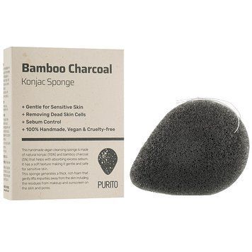 Спонж конняка с бамбуковым углем Purito Bamboo Charcoal Konjac Sponge dl-10897 фото