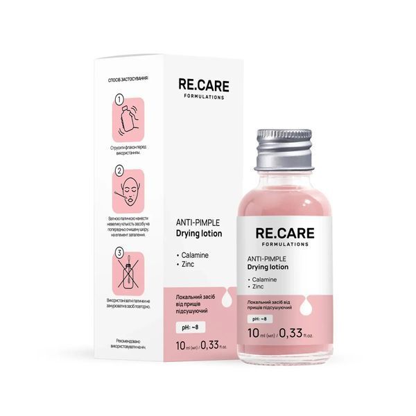 Локальний засіб від прищів підсушуючий Anti-Pimple Drying Lotion RECARE 10 мл re-09231 фото