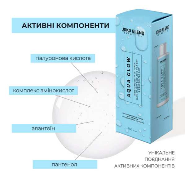 Увлажняющий тонер для лица с гиалуроновой кислотой Aqua Glow Joko Blend 150 мл jb-09248 фото