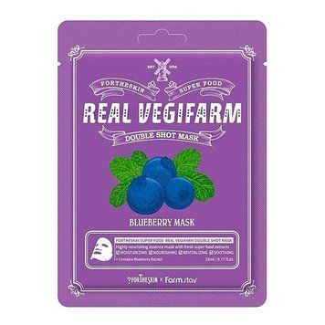 Тканинна маска FORTHESKIN SUPER FOOD REAL VEGIFARM DOUBLE SHOT MASK-Blueberry [23ml] tk-50256 фото