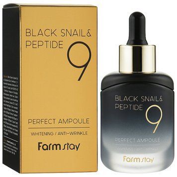 Сироватка антивікова FarmStay Black Snail & Peptide 9 Perfect Ampoule 35ml sy-6883 фото