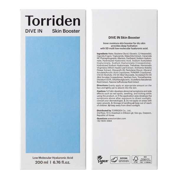 Інтенсивно зволожуючий тонер-бустер TORRIDEN DIVE-IN Low Molecular Hyaluronic Acid Skin Booster 200m to-10359 фото