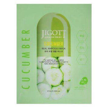 Тканевая маска для лица с экстрактом огурца JIGOTT CUCUMBER REAL AMPOULE MASK 27ml tk-8634 фото