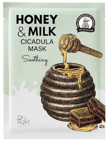 Заспокійлива маска з медом та молоком Цикадули BOM HONEY AND MILK CICADULA MASK - soothing 25ml tk-9018 фото