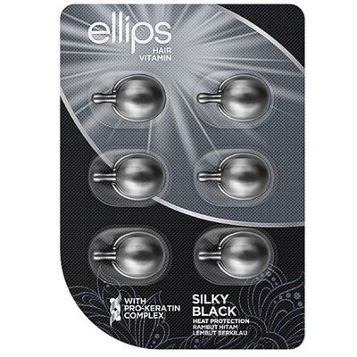 Витамины для волос Шелковая ночь с про-кератиновым комплексом Ellips Hair Vitamin Silky Black With Pro-Keratin Complex, 6x1ml 0010 фото