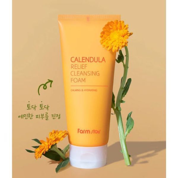 Пінка для вмивання з екстрактом календули FarmStay Calendula Relief Cleansing Foam 180ml pe-11416 фото