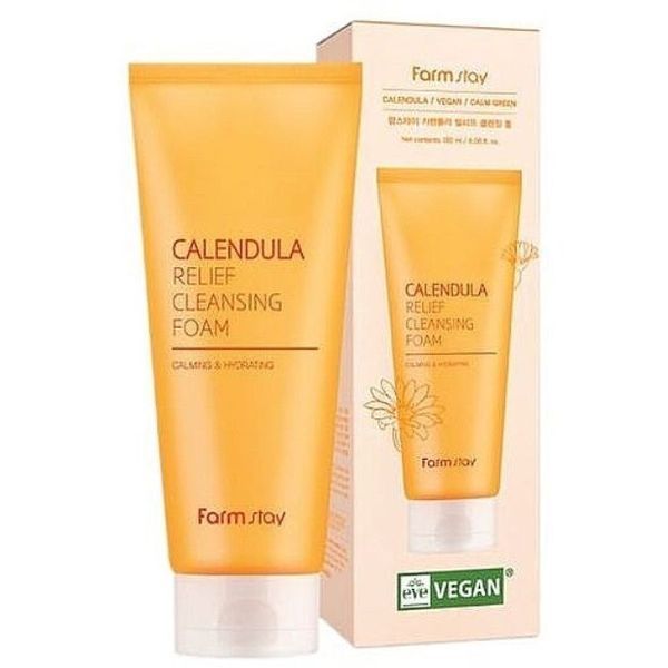 Пінка для вмивання з екстрактом календули FarmStay Calendula Relief Cleansing Foam 180ml pe-11416 фото
