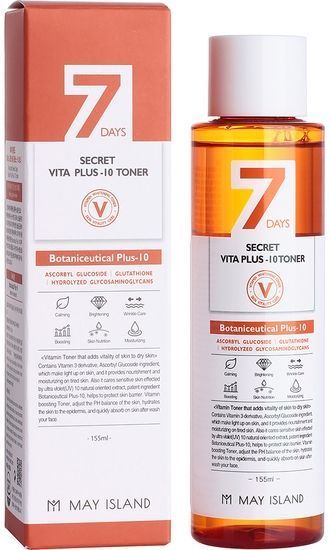 Мультивітамінний тонер, що освітлює May Island Seven Days Secret Vita Plus-10 Toner 155ml to-3329 фото