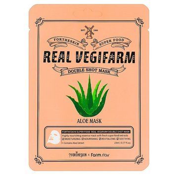 Тканевая маска FORTHESKIN SUPER FOOD REAL VEGIFARM DOUBLE SHOT MASK-Aloe 23ml tk-50287 фото