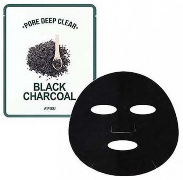 Маска тканинна, що очищає з деревним вугіллям A"pieu Pore Deep Clear Black Charcoal Mask 25ml tk-3285 фото
