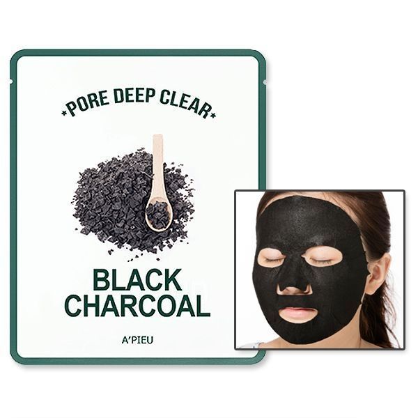 Маска тканинна, що очищає з деревним вугіллям A"pieu Pore Deep Clear Black Charcoal Mask 25ml tk-3285 фото