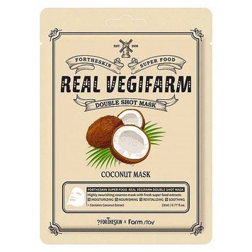 Тканевая маска FORTHESKIN SUPER FOOD REAL VEGIFARM DOUBLE SHOT MASK-Coconut 23ml tk-50270 фото
