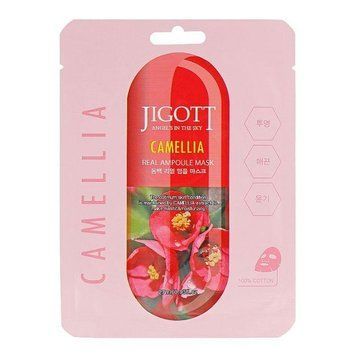 Ампульна маска з екстрактом квітів камелії JIGOTT CAMELLIA REAL AMPOULE MASK 27ml tk-8627 фото