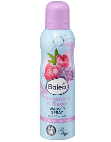 Спрей для обличчя та тіла з ароматом півонії та бузку Balea Wasserspray Pfingstrose150 мл fa-9975 фото
