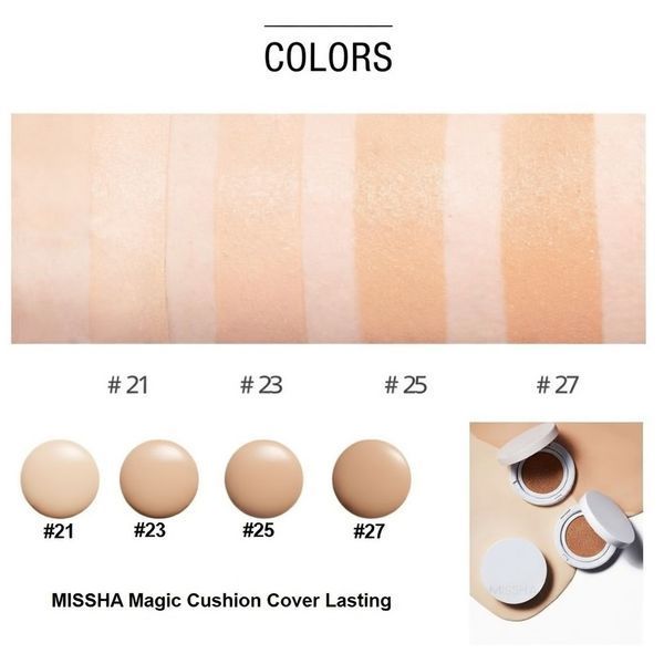 Кушон Тональный Идеальное Покрытие MISSHA MAGIC CUSHION COVER LASTING SPF50+ PA+++ (#21 Светлый беж) ma-223 фото