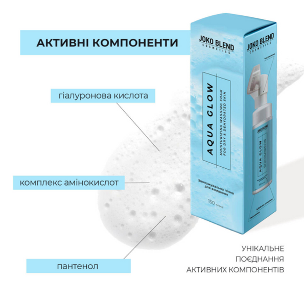 Зволожувальна пінка для вмивання з гіалуроновою кислотою Aqua Glow Joko Blend 150 мл jb-09040 фото
