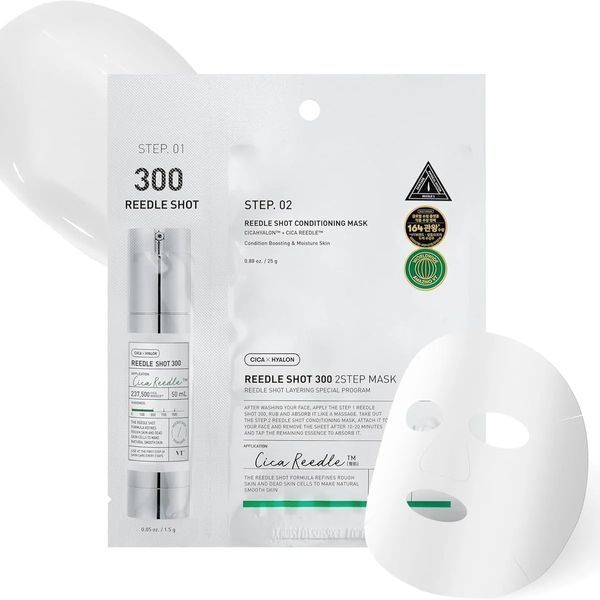 Зміцнювальна тканинна маска для обличчя VT COSMETICS [1EA] MILD REEDLE SHOT 300 2-STEP MASK tk-06044 фото